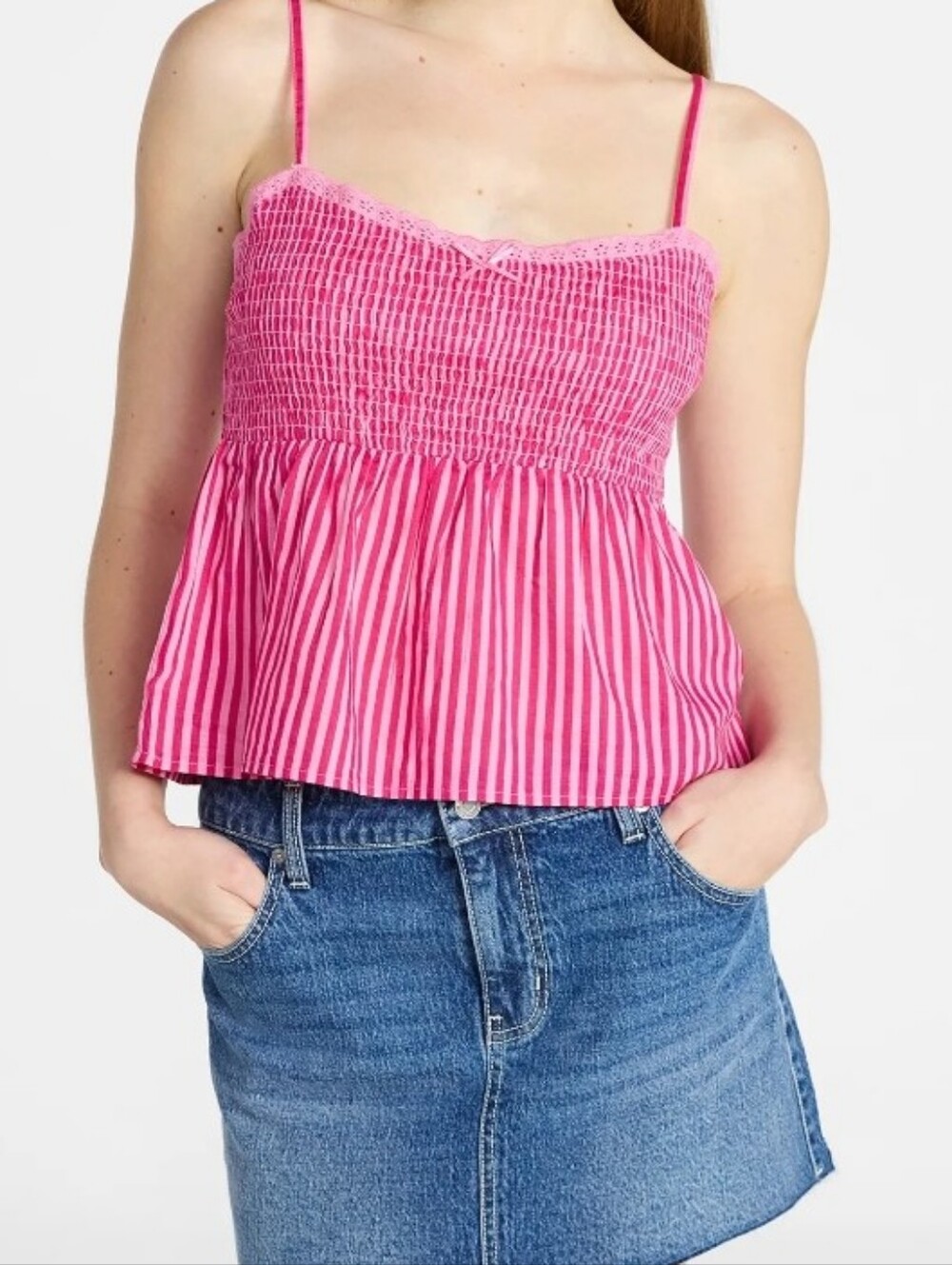 No Boundaries Women's Cotton Smocked Baby Doll Tank Top Size XL